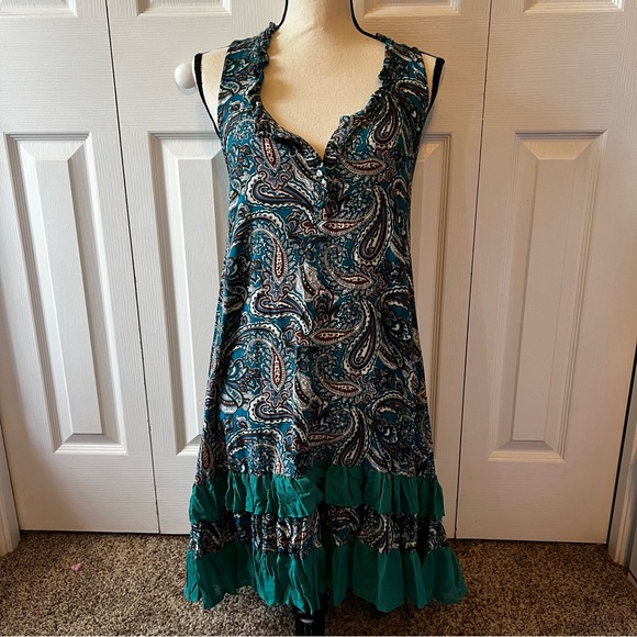 Papillion Dresses & Skirts - Papillon Teal and Brown Paisley Dress Size Medium